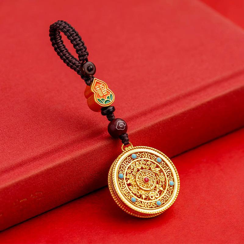 Chinese Vintage Car High-Grade Keychain Gold Bag Pendant Delicate Feature Hand-Woven Diy Charm Boyfriend Gift