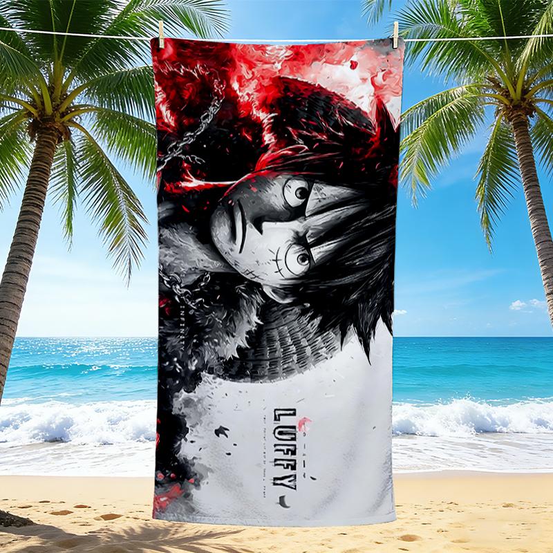 1Pc Powerful Luffy Artwork Beach Towel Quick Dry Multiuse For Beach Pool Gym Yoga Home Travel Christmas Halloween Xmas Gift S1744