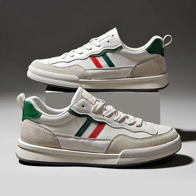 Men's sports shoes trendy leather surface comfortable lightweight casual shoes spring and autumn simple breathable business men's board shoes light