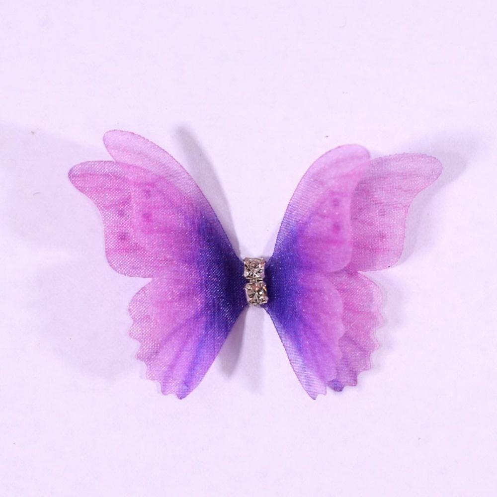 50Pcs Double-layer Chiffon Butterfly Embroidered Patches Bridal Hair Accessories