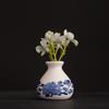Small Blue and White Porcelains Vase, Mini Chinoiserie Bud Vase, Vintage Ceramic Oriental Handmade Chinese Flower Jardiniere for Home Office Shelf