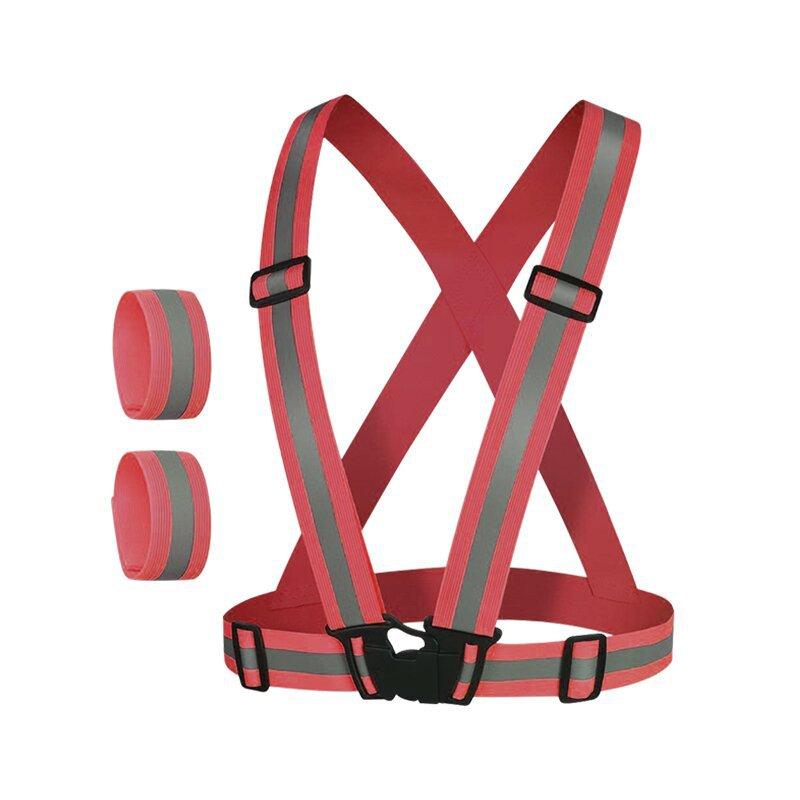 3PCS Reflective Safety Vest Bicycle - High Visibility Flashing Vest Set, A Safe Night Cycling Equipment