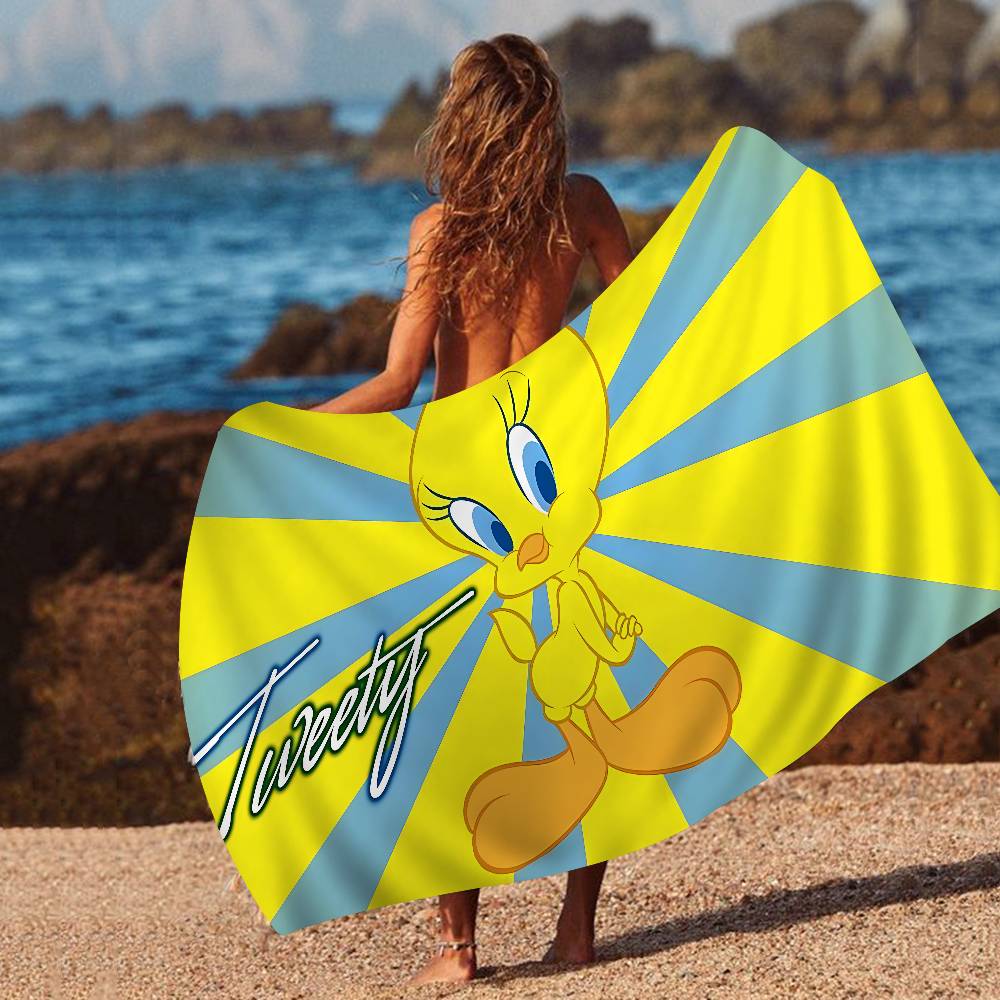 Yellow Cartoon T-Tweetys Bird Microfiber Blanket Quick Drying Beach Towels Oversized Printing Super Absorbent Pool Towel Blanket