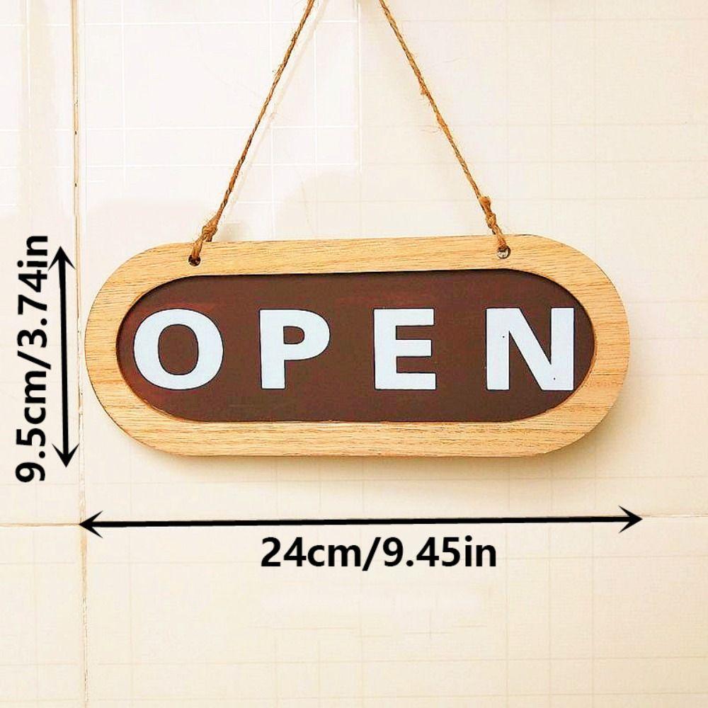 Wooden Double Sided Door Sign Rope Hanging Business Open Sign for Store Door Hanging Tag Bar Use