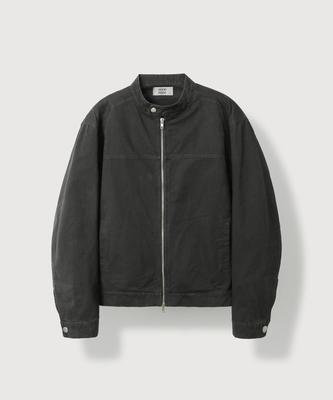 Mood Inside Washed Cotton Biker Jacket_Charcoal