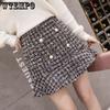 Temperament Celebrity Small Incense Wind Ruffle Double-breasted Tweed Half-body Skirt Female Elegant High Waist A Line Short Skirt