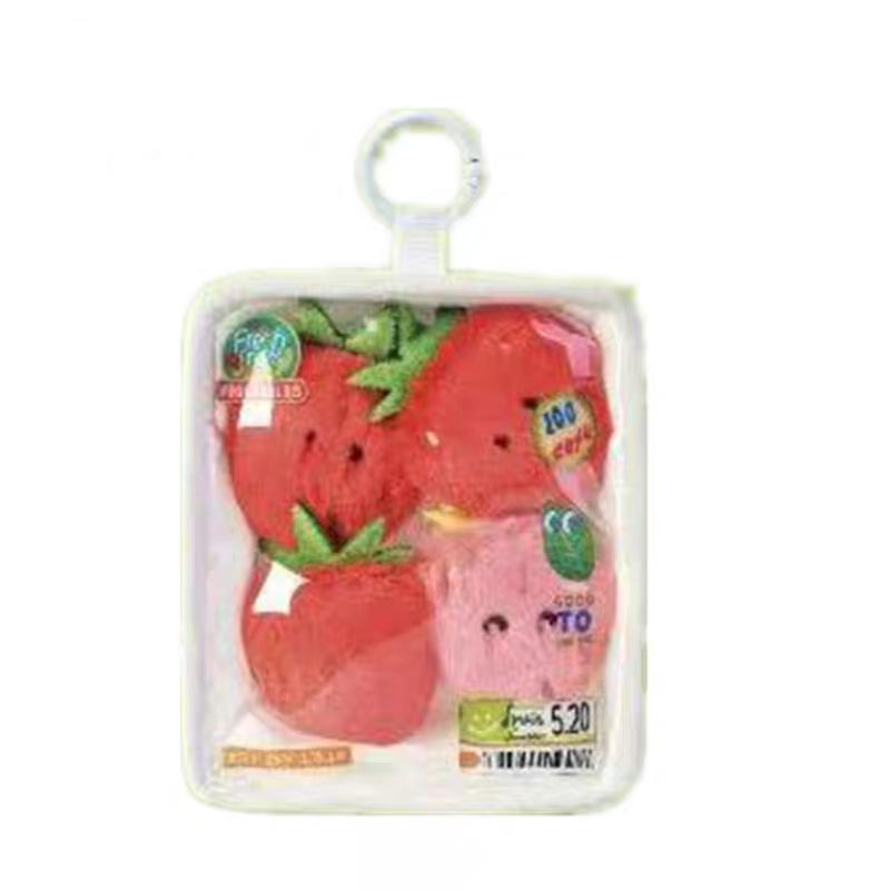 Cute Simulation Salmon Octopus Plush Keyring Soft Seafood Vegetable Bag Charm Unique Party Gift for Kids