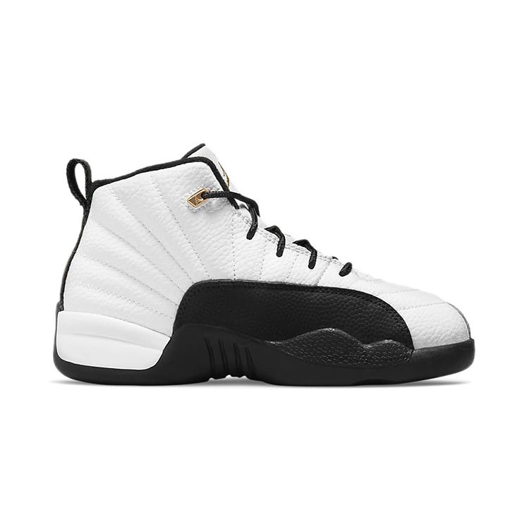 Air Jordan 12 Retro PS Royalty Kids Sneakers White Black Metallic-Gold 151186-170
