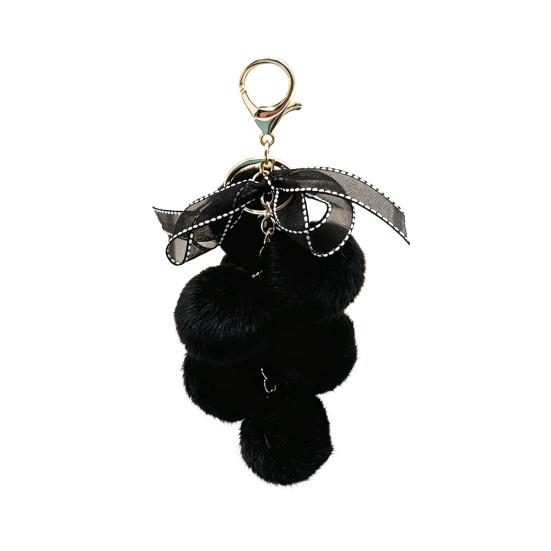 Plush Grape Decorative Pendant Keychain for Handbags, Fuzzy Cluster Bag Charm with Decoration Bow, Fluffy Ball Keyring Backpacks and Purses