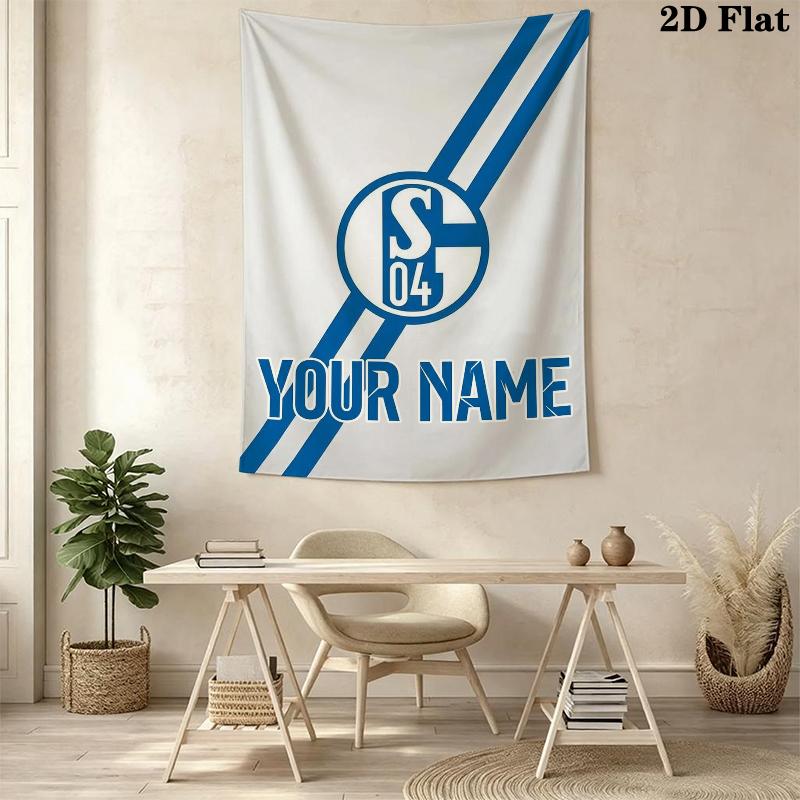 Custom Name FC Schalke 04(3) Wall Tapestry Aesthetic Wall Hanging Printed Fabric Blanket Decorative Tapestries for Bedroom Living Room Home Decor
