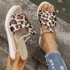 Fashion Leopard Print Wedge Slippers Women Summer Peep Toe Platform Sandals Woman Lightweight Non Slip Beach Sandles Plus Size
