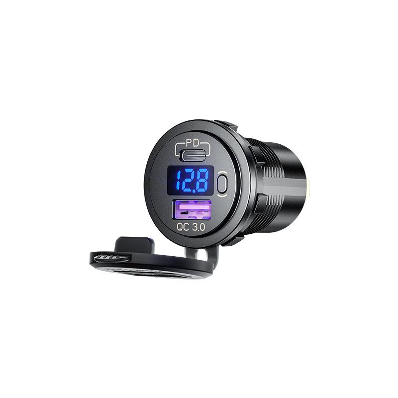 USB Charger Socket Waterproof Fast Charge Adapter PD Type C and QC3.0 Power Outlet with Switch for Car Marine Motorcycle