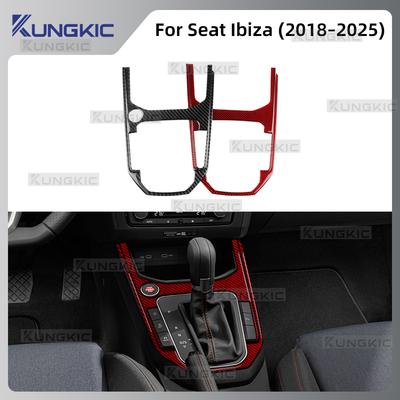 For Seat Ibiza 6F 2018 2019 2020 2021 2022 2023 2024 2025 Real Soft Carbon Fiber Sticker Car Gear Shift Interior Frame Panel