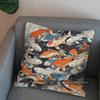 2D Colorful Koi Fish Pattern Decorative Pillow Cover Pattern Cushion Cover Suitable For Sofa Bedroom Car Pillow Cover