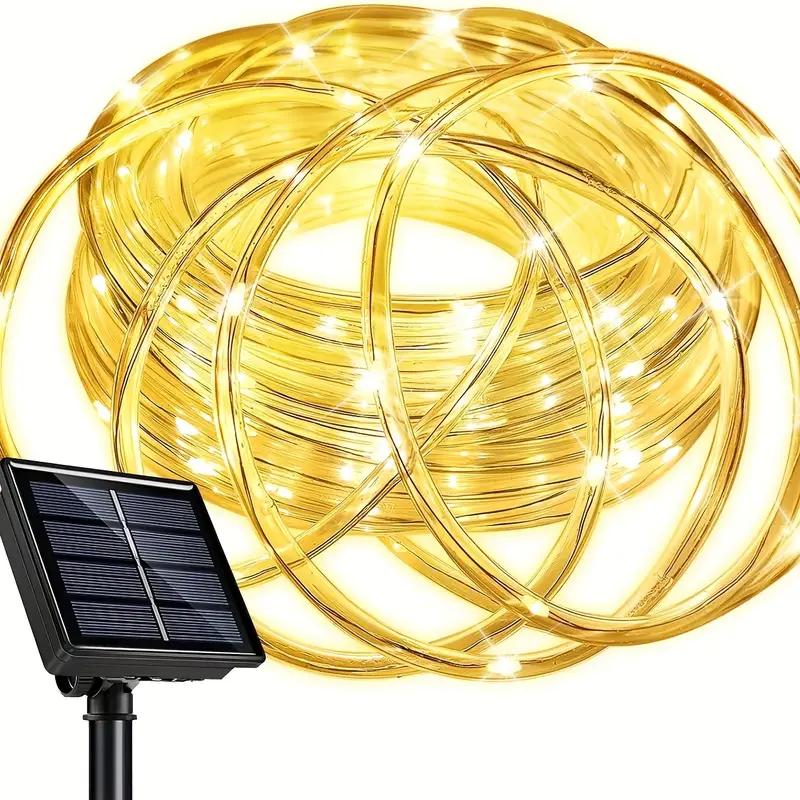 Solar Rope Light LED Outdoor Waterproof Copper Fairy String Tube Lights for Party Garden Yard Home Wedding Holiday Decoration