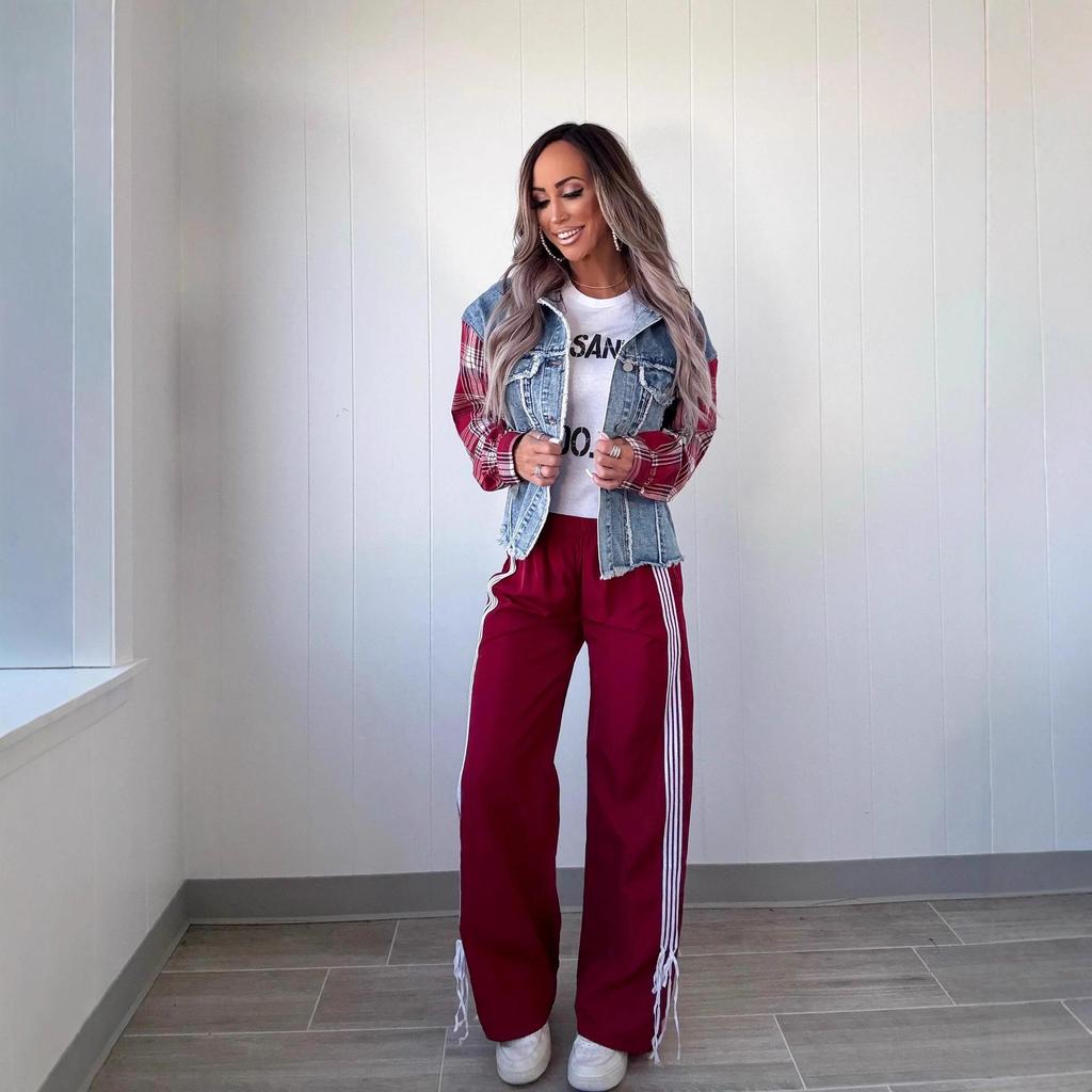 Damen Karo-Denimjacke mit ausgefranstem Rand - 26 Jahre Europäisch-Amerikanisch Herbst/Winter Street Trendy Stil, Artikel 89384.