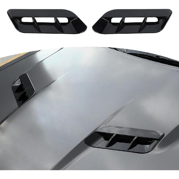 For Challenger Hood Vent Cover Trim Fit for Dodge Challenger 2015-2023 Black Carbon Fiber Exterior Accessories 2pcs