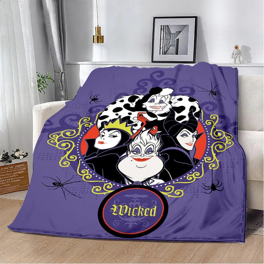 Cartoon Printed Blanket Picnic Blankets Princess Villains Queen Warm Blanket Soft and Comfortable Home Travel Birthday Gift