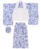 KYOETSU Set for Ceremony Includes Kimono and In a Dull Color Light Blue Flower 4-Piece Girls' Shichi-Go-San (753), Two-Piece Set, Hifu, Accessories,