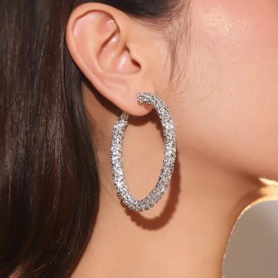 Luxury Personality Exaggerated Earrings Female Simple Fashion Diamond Large Circle Earrings Earrings Earrings