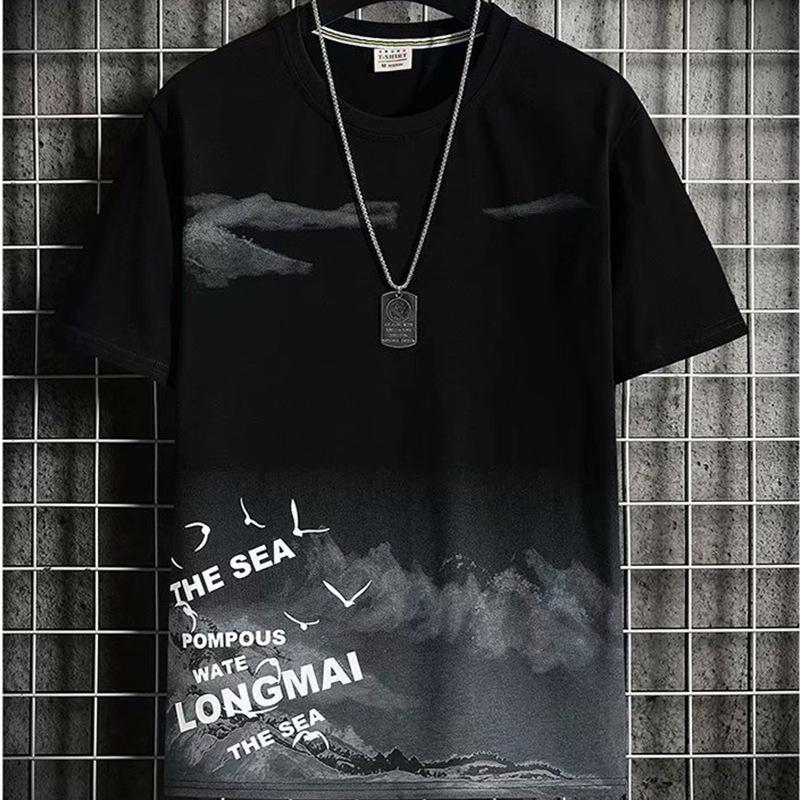 Men's 2024 Short Sleeve Loose Crew Neck T-shirt - Hong Kong Style Summer Trend
