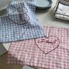Square Checkered Tablecloth Elegant Table Mat Home Decoration Heart Embroidered Placemats  Kitchen