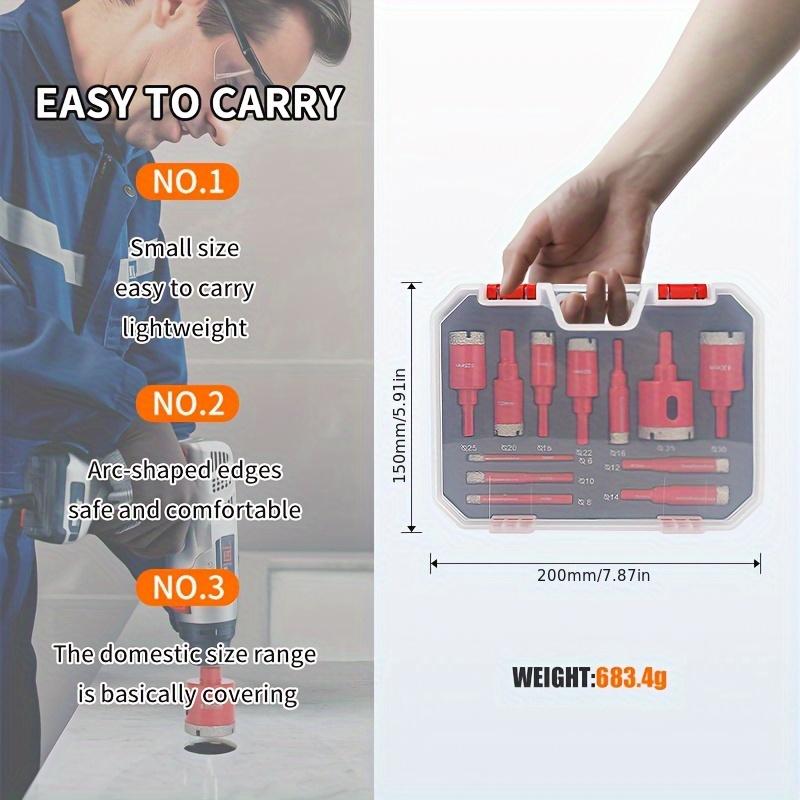 12pcs Drywall Tile Hole Cutter Set Hole Cutter Tool Kit Granite Marble Full-Body Porcelain Tile Ceramic Stone Drilling Tools