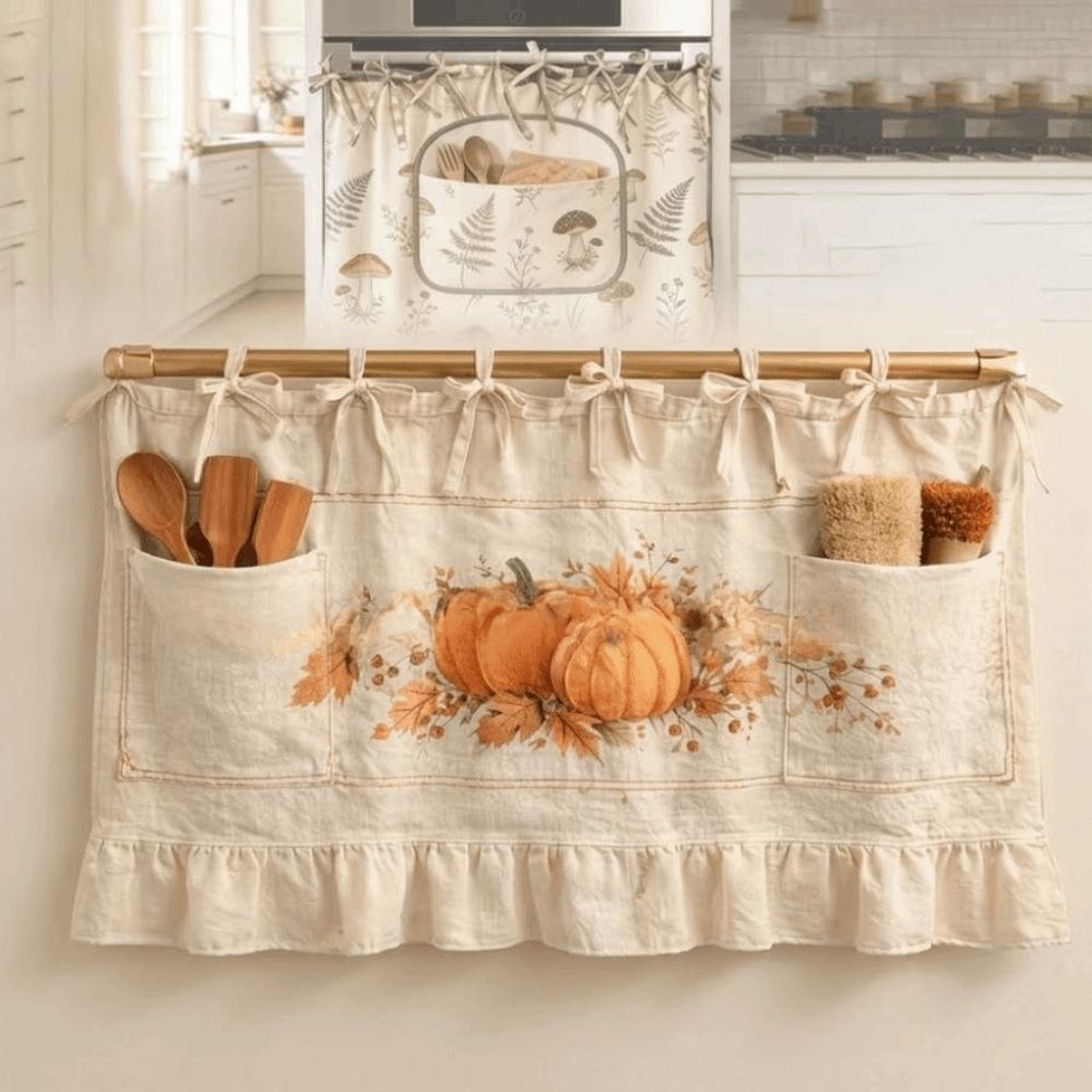 

Handmade Oven Skirt Ruffled Trim Stove Curtains New Kitchen Oven Curtains Rustic Kitchen 61*46cm-Style3