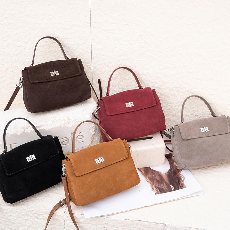 2026 NEW Autumn winter women's Natural Suede leather Crossbody Bag luxury designer Genuine Leather commuting messenger bag