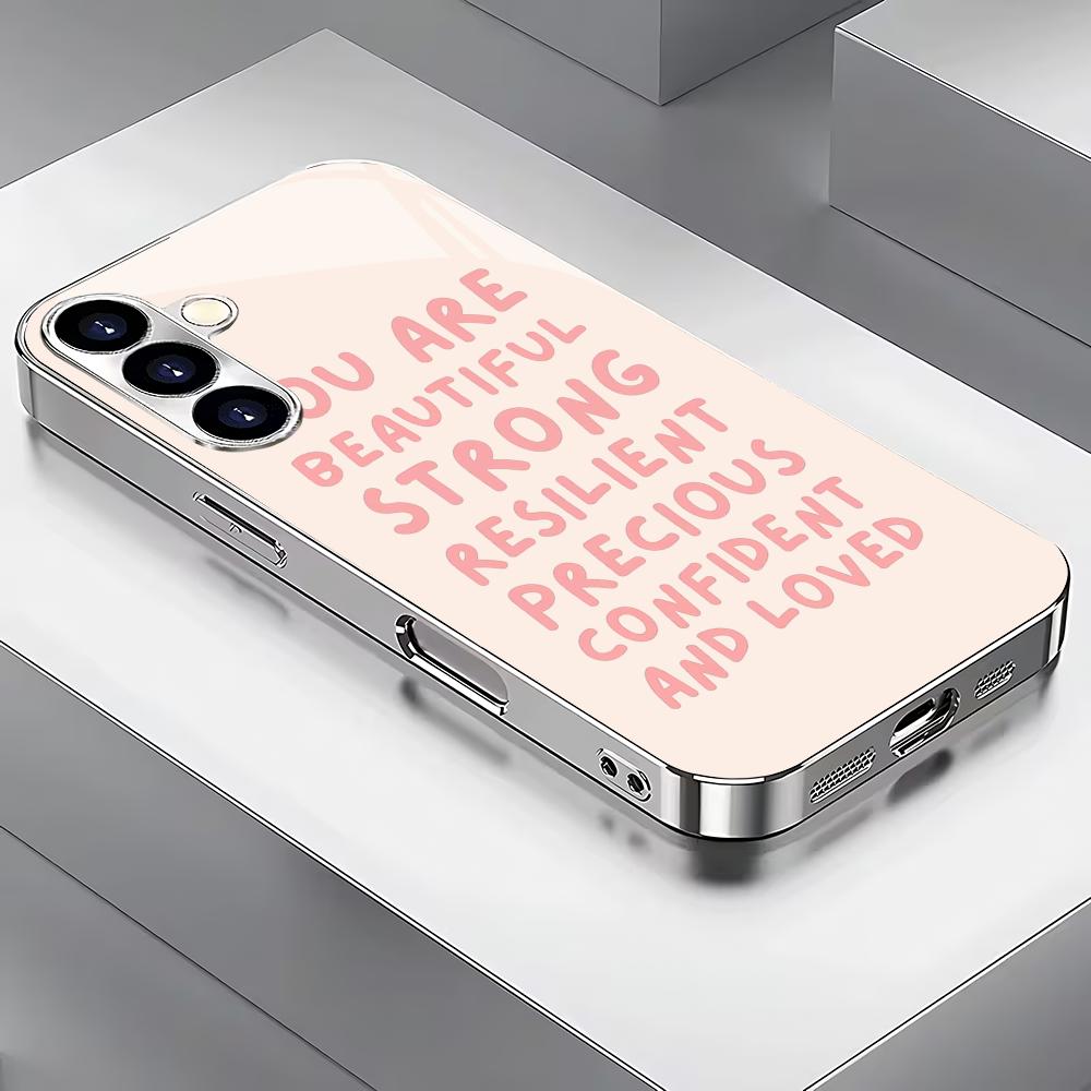 

Inspirational quote: electroplated glass phone case suitable for Samsung Galaxy S26 S25 S24 S23 S22 S20 FE/Ultra/Plus anti drop GalaxyS25