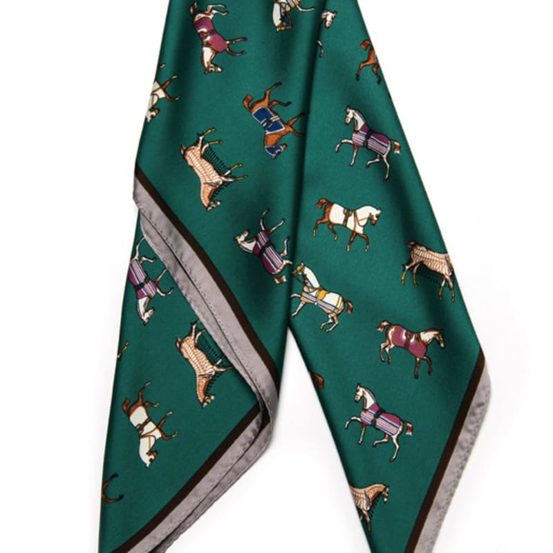 DOYOUKNOWMC ALL SEASON Mini Horse Print Green Petite Scarf
