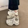 Thick-soled Women's New Summer Thin Mesh Breathable Versatile White Shoes Heightening Casual Sports Shoes