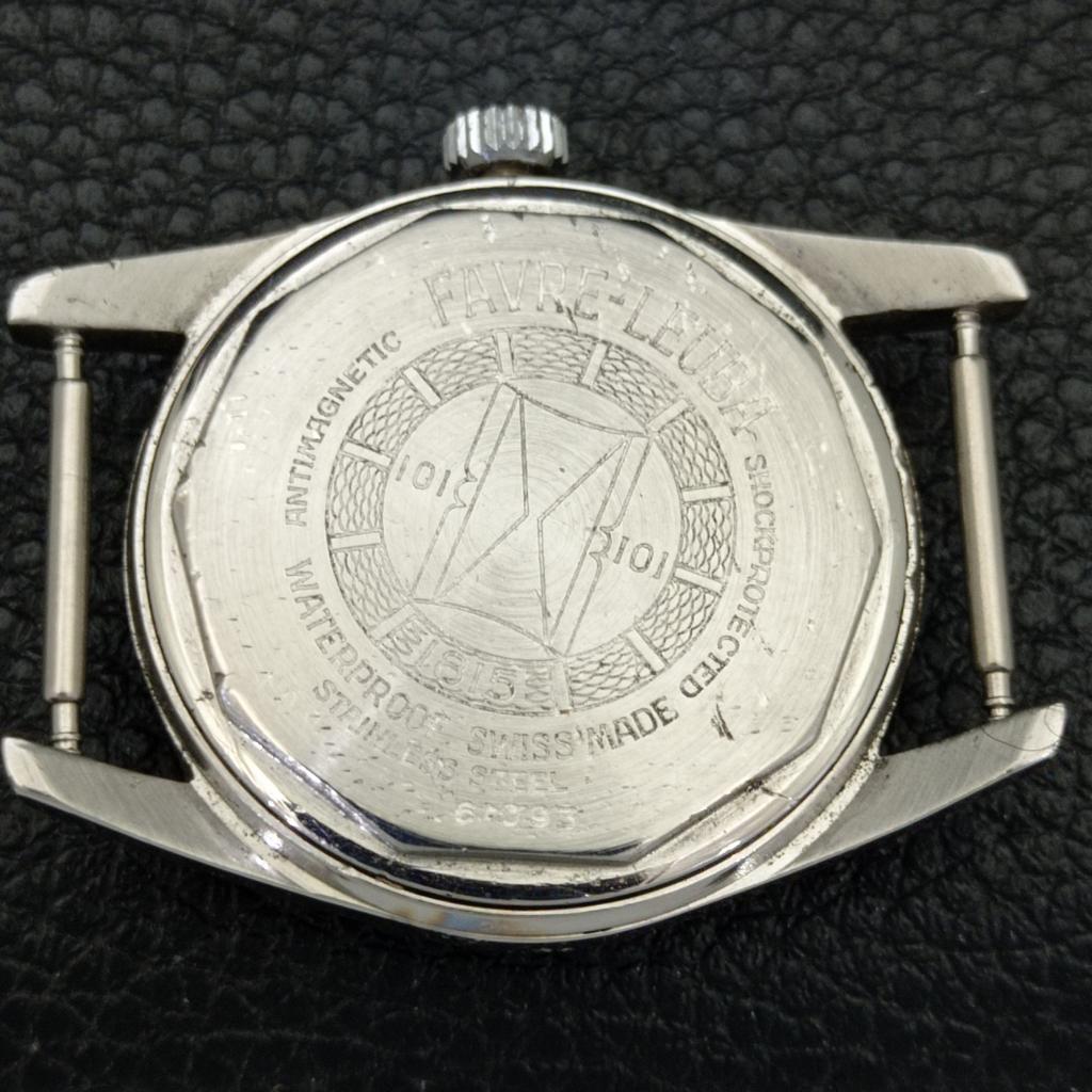 VINTAGE FAVRE LEUBA SEA KING 101 HAND-WINDING SWISS MENS BLACK WATCH A702006-5 R208-a702006