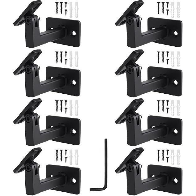 Swivel Handrail Brackets Heavy Duty Adjustable Square Hand Rail Brackets for Staircase Stair, Pack of 4
