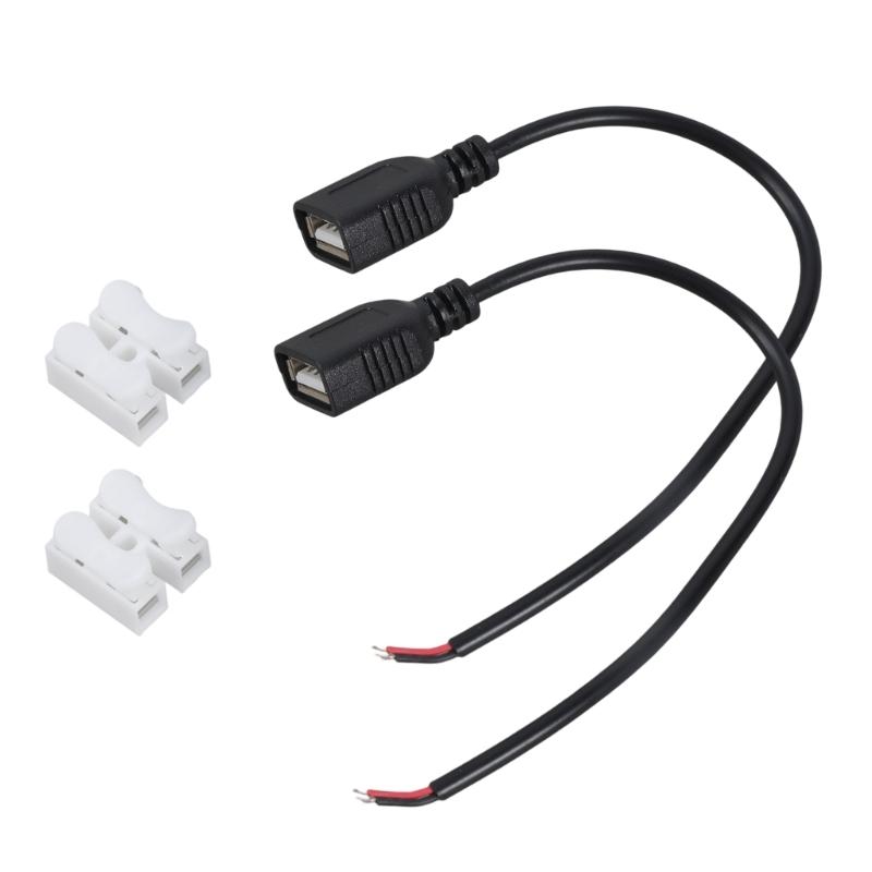 

2Pcs USB 2.0 Female Port To 2 Pin Bare Wire Cable 5V Charging Line For Circuit Boards Power Adapters with Connectors 1