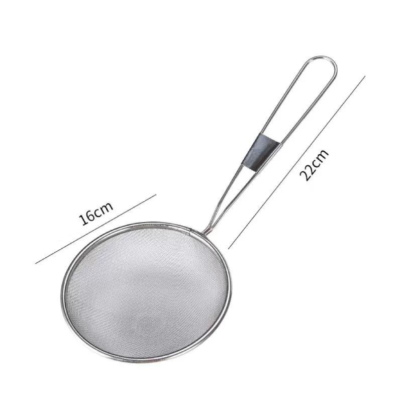Stainless Steel Handhold Frying Skimmer Wooden Handle Oil Drainer Anti-slip Soup Foam Filter Multifunctional Kitchen Accessories