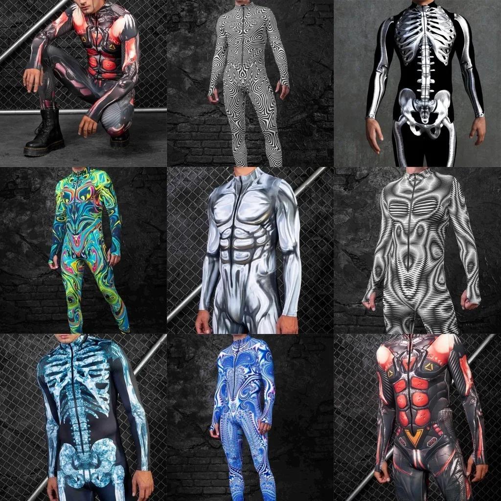 3D Digitaltrykk Sceneopptreden Kostymer Voksne Halloween-arrangementer Karneval Temafest Cosplay Antrekk Latespill Jumpsuit