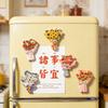 Simulated Bouquet Refrigerator Magnet Resin Flower Fridge Magnet Home Office Kitchen Cabinet Locker Whiteboard Decoration