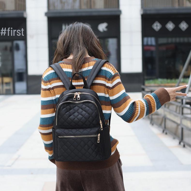 2024 Korean Style Women's Plaid Embroidered Travel Backpack