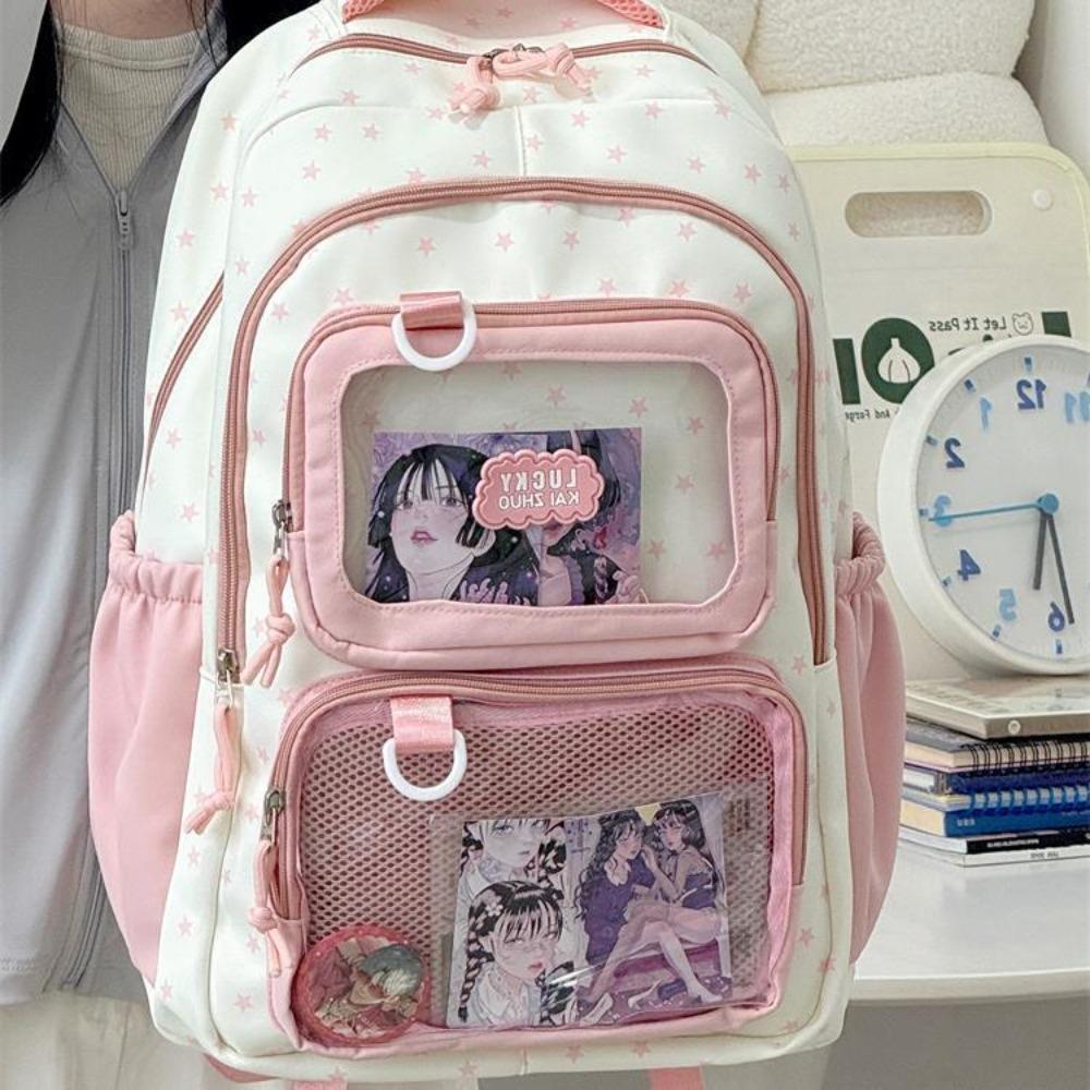 Schoolbag Unisex Kids Green Japanese Ins Pain Layer Simple Backpack Large Capacity Multi-Compartment Junior High School Student Women's Leisure Travel Backpack