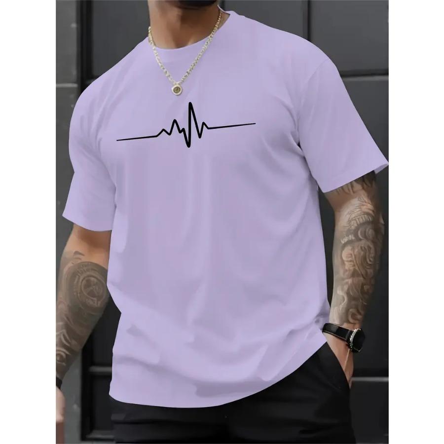 Creative Print Men's Fashionable Summer Crew Neck Short Sleeve Sports T-shirt, Comfortable And Versatile
