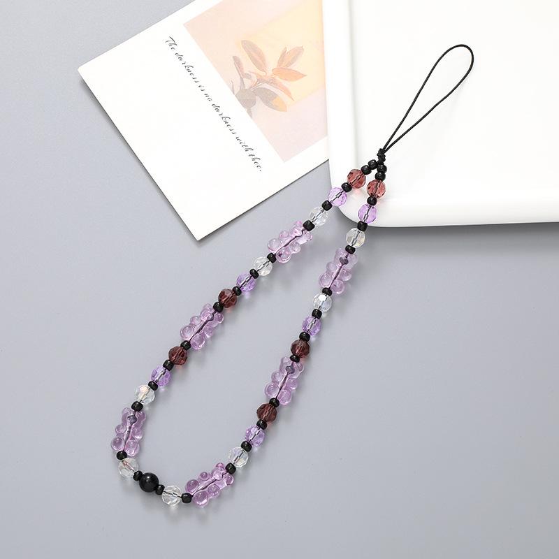 Cartoon Teddy Bear Phone Chain DIY Handmade Beaded Phone Case Pendant Short Style