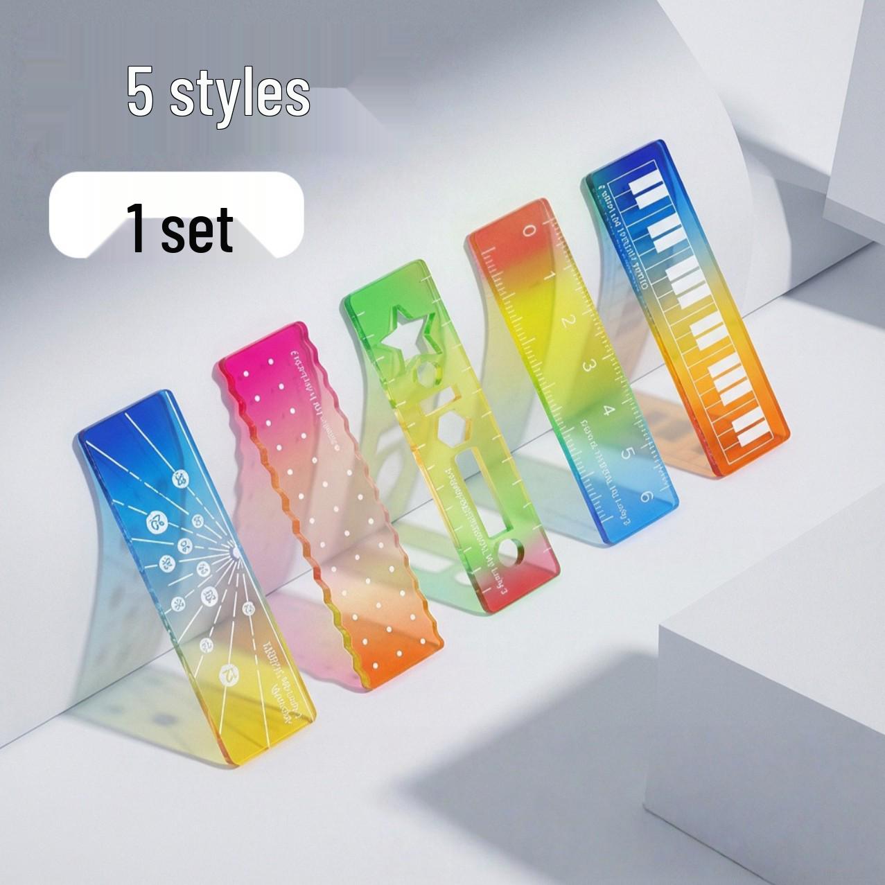 

Acrylic Mini Palm Ruler Set: 5 Creative Transparent Styles for Students 7 cm