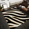 Zebra Pattern Carpet with Black, White, and Gold Glitter Stripes Suitable for Use As an Anti-slip for Living Room Bedroom Sofas
