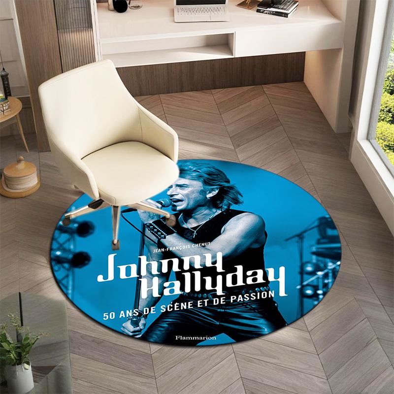 French legendary rock singer and actor Johnny Hallyday Round Carpet Soft Home Decoration Corridor Table and Chair Anti slip Outdoor Floor Mat rug H1