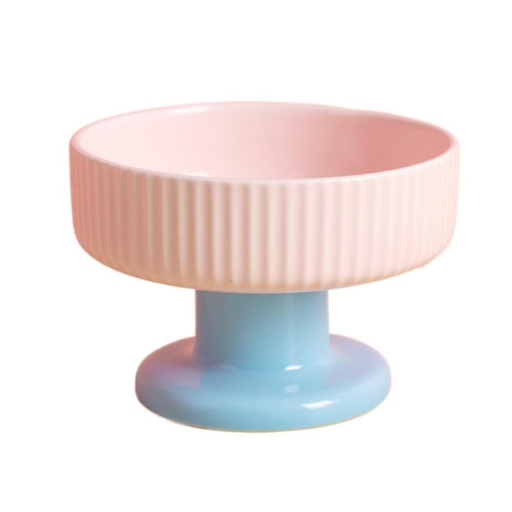Cute Pet High Footed Cup Bowl Creative Pet Drinking Feeder Anti Knock Cat Bowl Neck Protection