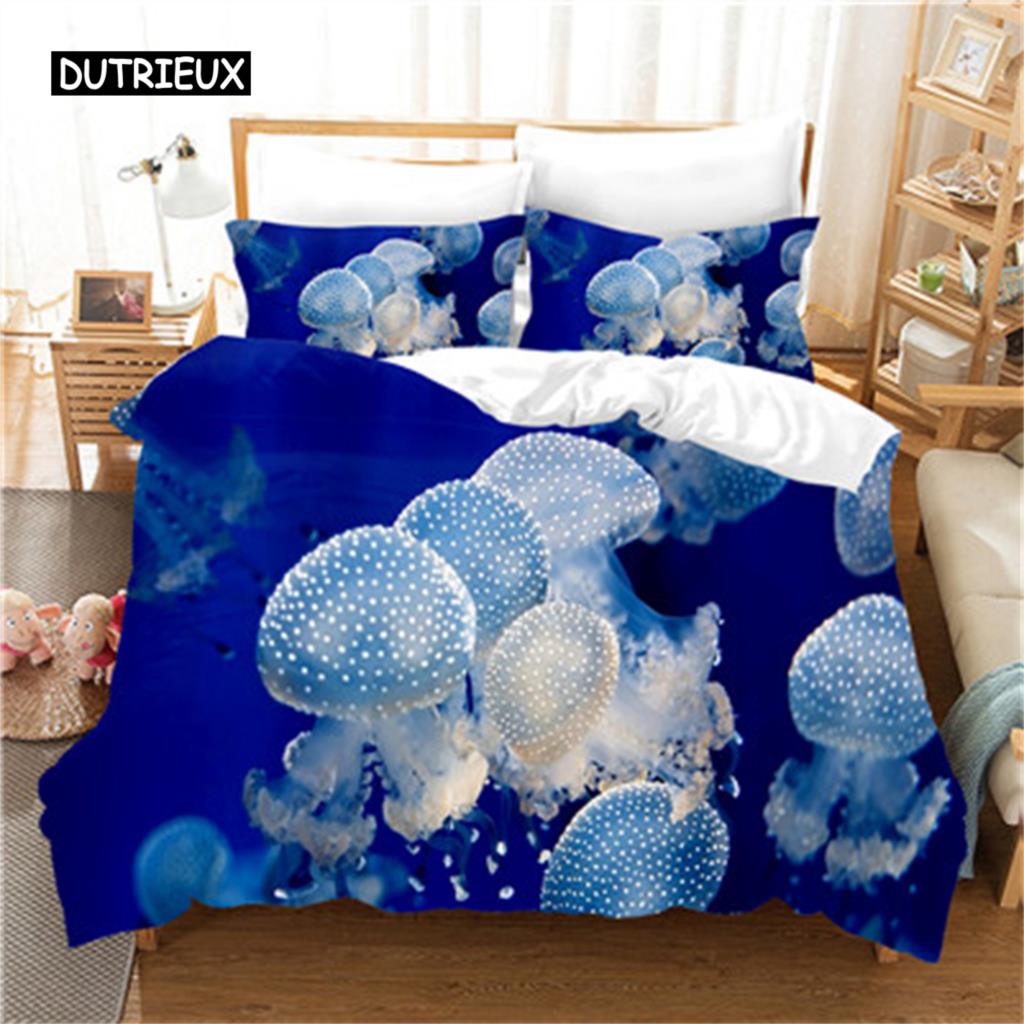Bedding Set Marine Life Pink Jellyfish Fashion Duvet Cover Set Bedroom Set Comfort Cover for Women Girls Kids Bedroom Decoration