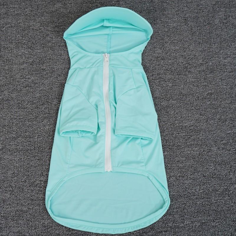 UPF 50 Pet Sun Protection Coat Large Dogs Breathable Iced Silk Hooded Jacket In Turquoise Plum Gray
