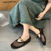 Fashion 2025 New Mesh Women's Flats Outdoor Breathable Soft Bottom Slip on Metal Decoration Flats Plus Size Casual Daily Walking Shoes
