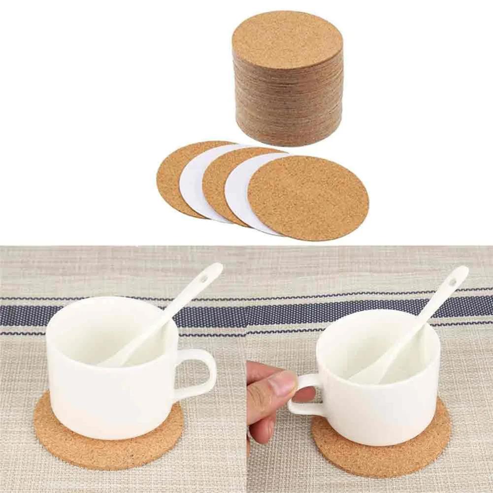 Posavasos de Corcho Base para Taza Reemplazo Redondo Respaldo Autoadhesivo Hoja de Corcho para Café Posavasos para Bebidas para Hogar Bar Té 10 Piezas